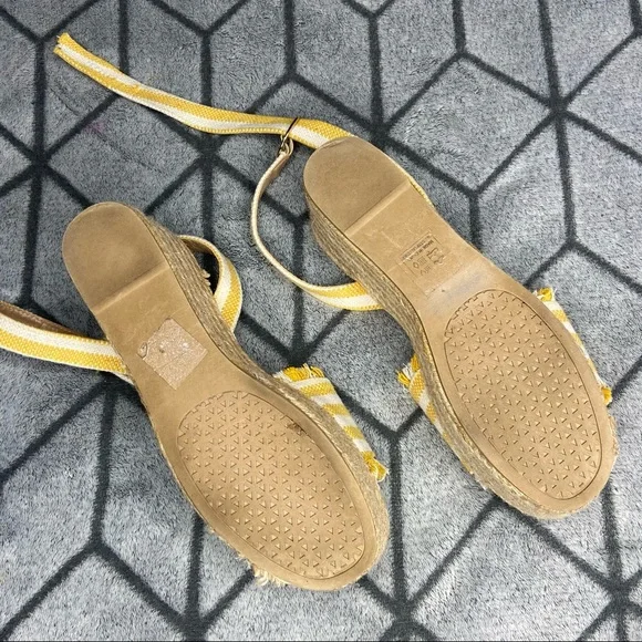 Qupid Yellow Striped Platform Boho Espadrilles - Picture 4 of 5